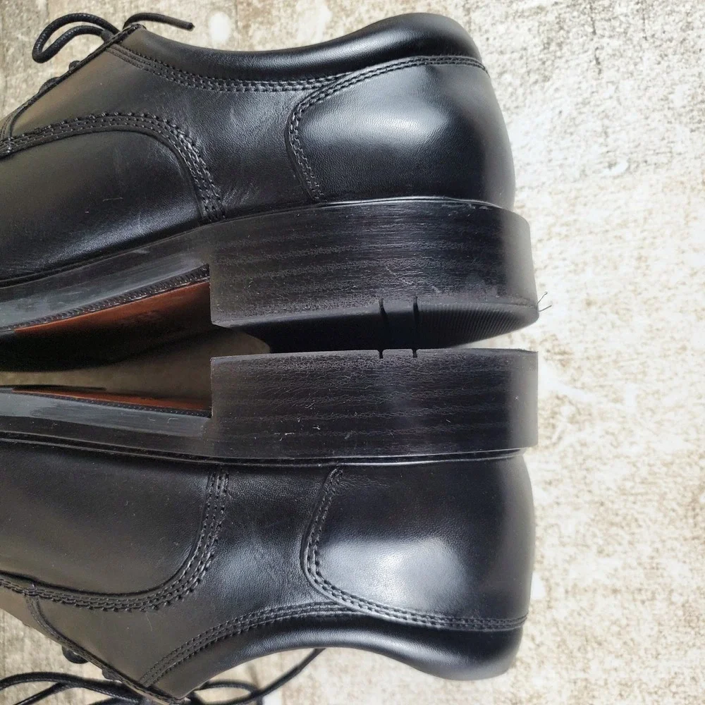 Johnston & Murphy Tabor Mens Oxfords Sz 9 M Black Leather Lace Up Almond Toe